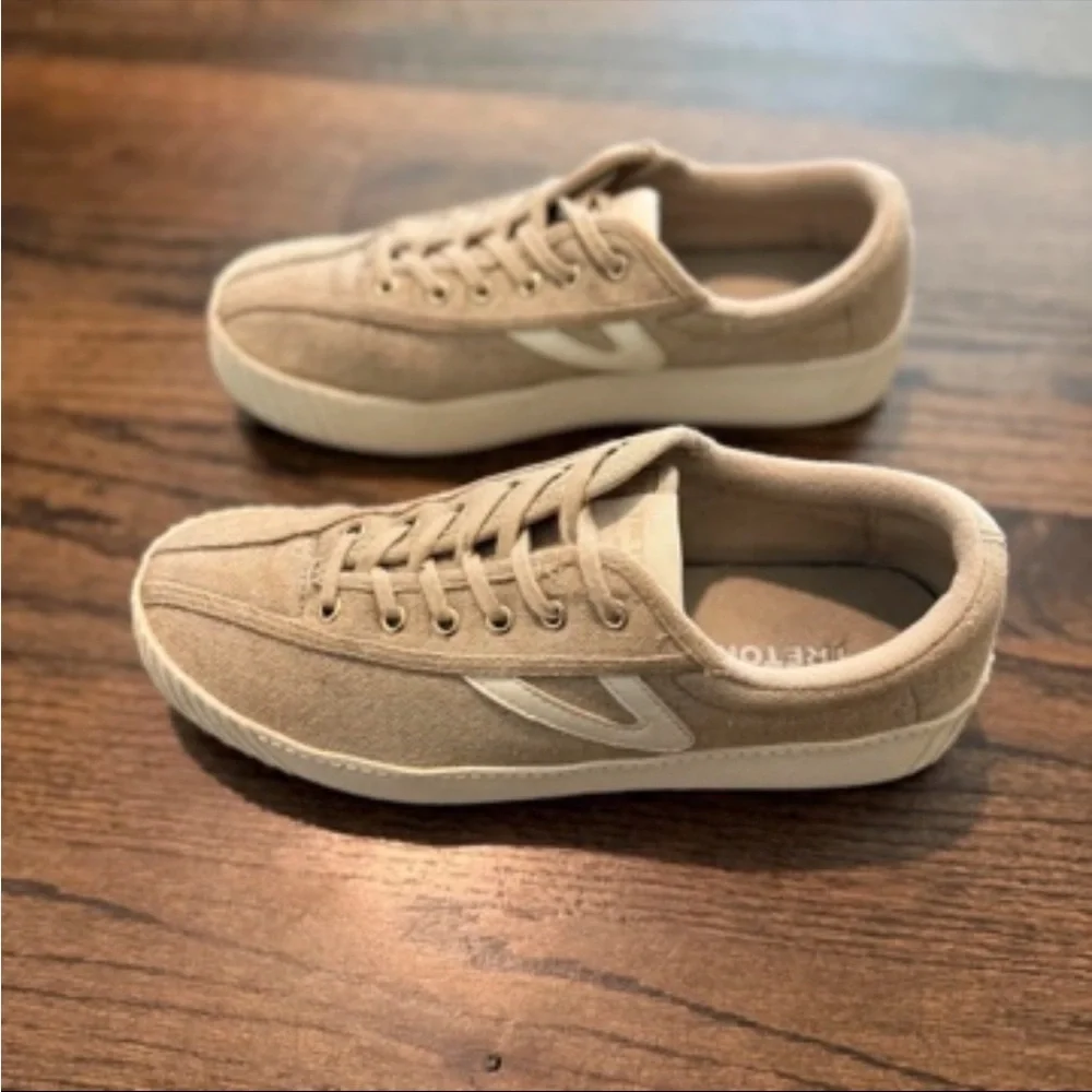 Casual Women's Suede Sneakers in Beige - Neutral Everyday Style - Picture 3 of 5